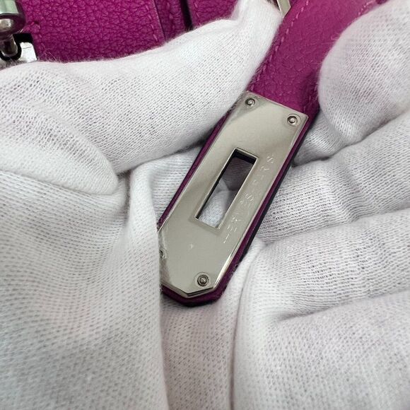 100% Authentic Hermès Birkin 30 in Rose Pourpre Togo with PHW Stamp A - Picture 10 of 14